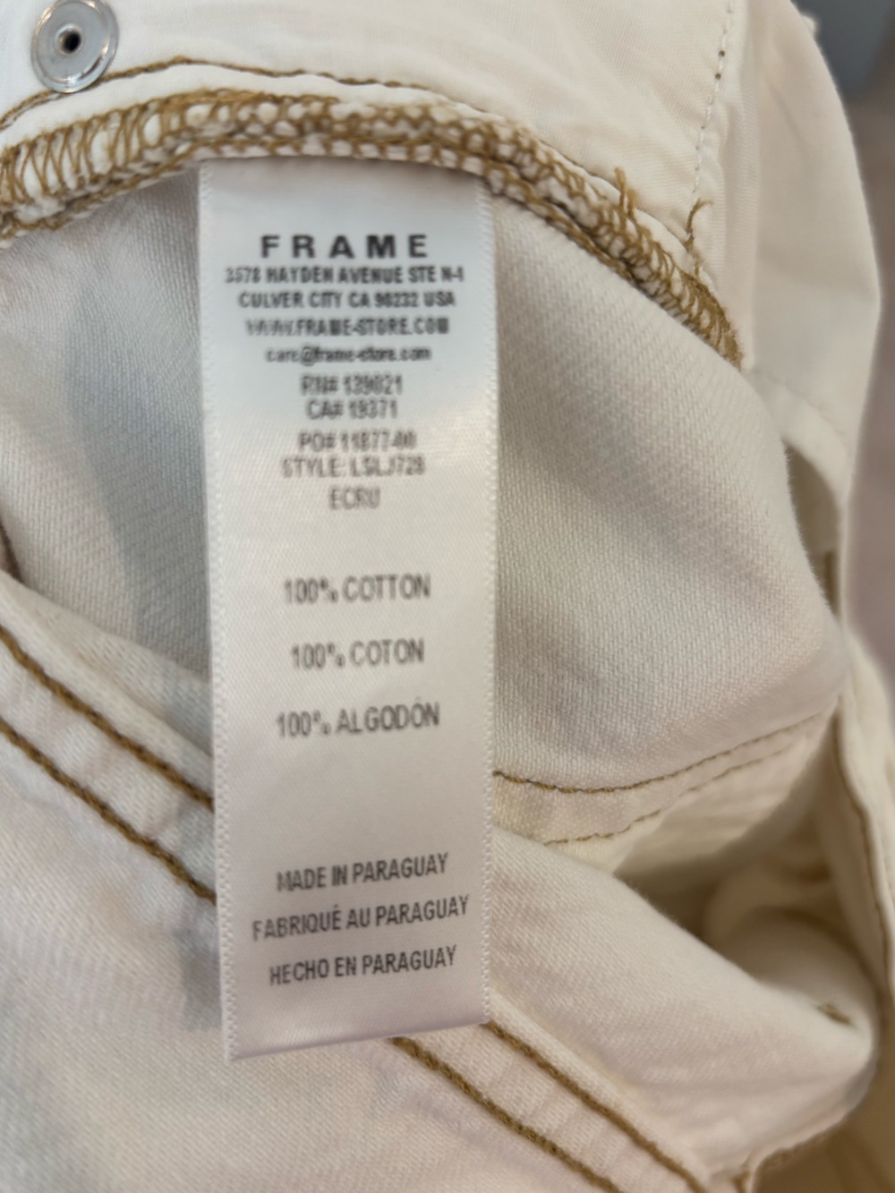 FRAME Le Slouch White Jeans 6/28 - Picture 5 of 5